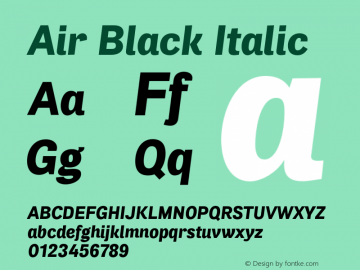 Air Black Italic Version 1.00 Font Sample
