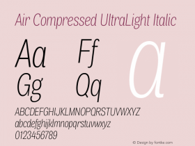 Air Compressed UltraLight Italic Version 1.00 Font Sample