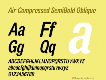 Air Compressed SemiBold Oblique Version 1.00图片样张