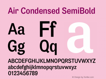 Air Condensed SemiBold Version 1.00 Font Sample