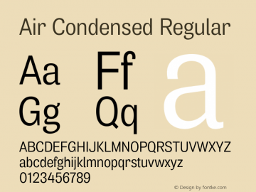 Air Condensed Regular Version 1.00 Font Sample