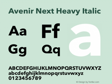 Avenir Next Heavy Italic 8.0d5e5图片样张