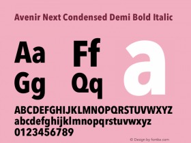 Avenir Next Condensed Demi Bold Italic 8.0d5e4图片样张