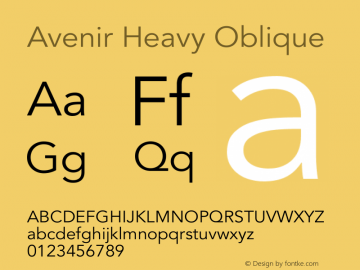 Avenir Heavy Oblique 8.0d5e3图片样张