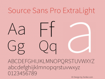 Source Sans Pro ExtraLight Version 1.000图片样张