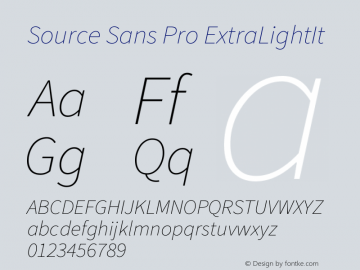 Source Sans Pro ExtraLightIt Version 1.000图片样张