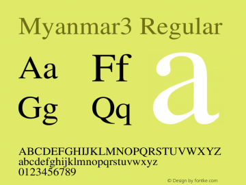 Myanmar3 Regular Version 1.358 January 5, 2011 Font Sample