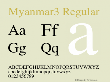 Myanmar3 Regular Version 1.358 January 5, 2011 Font Sample
