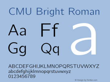 CMU Bright Roman Version 0.7.0 Font Sample