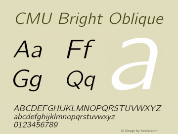 CMU Bright Oblique Version 0.7.0 Font Sample