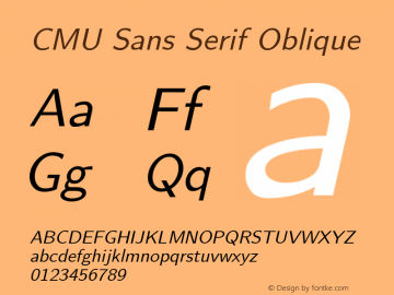 CMU Sans Serif Oblique Version 0.7.0 Font Sample