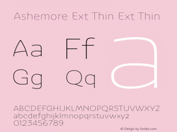 Ashemore Ext Thin Ext Thin 1.000 Font Sample