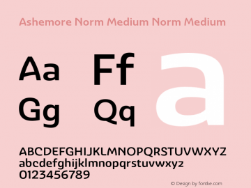 Ashemore Norm Medium Norm Medium 1.000 Font Sample