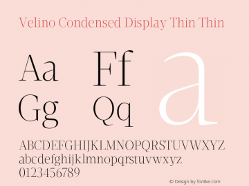 Velino Condensed Display Thin Thin Version 1.000图片样张