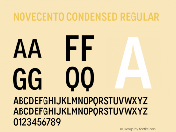 Novecento Condensed Regular Version 1.00 Font Sample