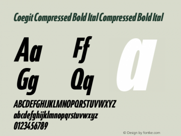 Coegit Compressed Bold Ital Compressed Bold Ital Version 1.000 Font Sample