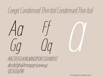Coegit Condensed Thin Ital Condensed Thin Ital Version 1.000 Font Sample