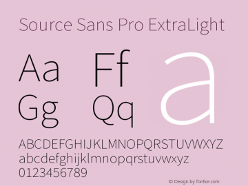 Source Sans Pro ExtraLight Version 1.000 Font Sample