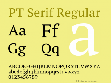 PT Serif Regular Version 1.000 Font Sample