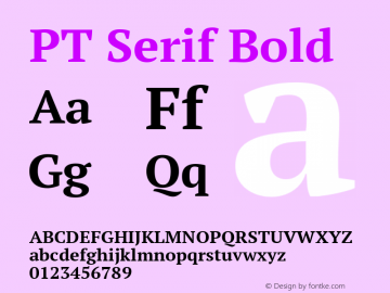 PT Serif Bold Version 1.000 Font Sample