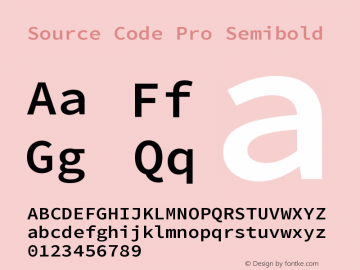 Source Code Pro Semibold Version 1.000 Font Sample