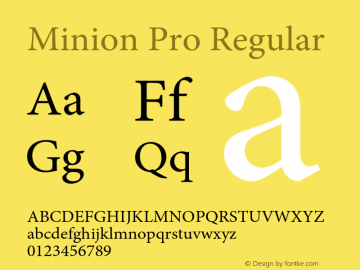 Minion Pro Regular Version 2.110;PS 2.000;hotconv 1.0.68;makeotf.lib2.5.35818 Font Sample