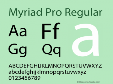 Myriad Pro Regular Version 2.103;PS 2.000;hotconv 1.0.68;makeotf.lib2.5.35818 Font Sample