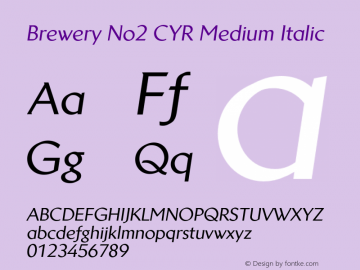 Brewery No2 CYR Medium Italic Version 1.000 Font Sample