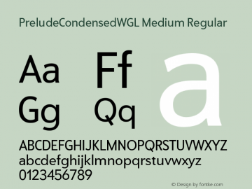 PreludeCondensedWGL Medium Regular Version 2.003 Font Sample