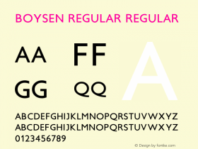 Boysen Regular Regular 1.000 Font Sample