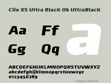 Clio XS Ultra Black Ob UltraBlack Version 1.000 2012 initial release Font Sample