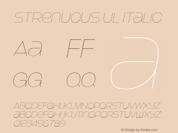 Strenuous Ul Italic OTF 4.000;PS 001.001;Core 1.0.29图片样张