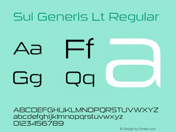 Sui Generis Lt Regular Version 3.001 Font Sample