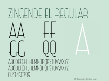 Zingende El Regular Version 1.001 Font Sample
