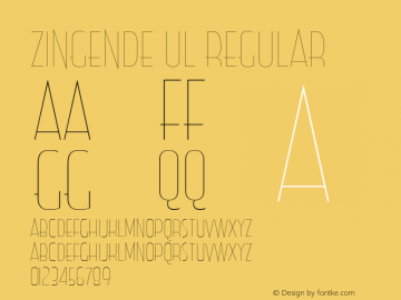 Zingende Ul Regular Version 1.001 Font Sample