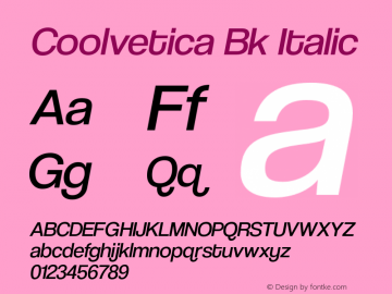 Coolvetica Bk Italic Version 4.103 Font Sample