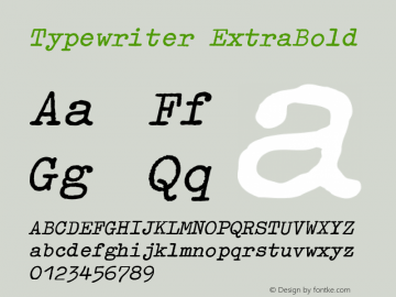 Typewriter ExtraBold Version 001.000 Font Sample