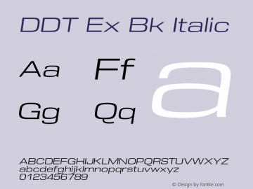 DDT Ex Bk Italic Version 1.004 Font Sample