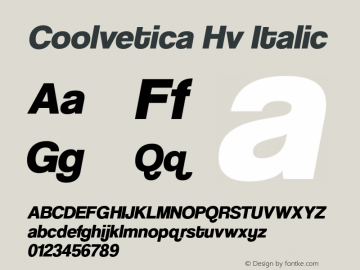 Coolvetica Hv Italic Version 4.103 Font Sample