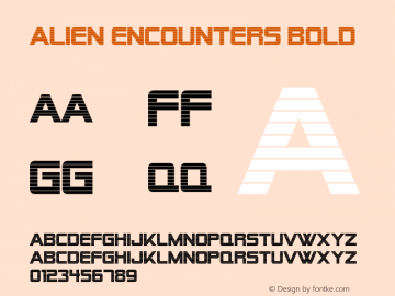 Alien Encounters Bold Macromedia Fontographer 4.1 3/28/99 Font Sample