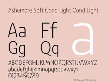 Ashemore Soft Cond Light Cond Light 1.000 Font Sample