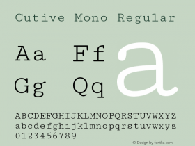 Cutive Mono Regular Version 1.002 Font Sample