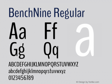 BenchNine Regular Version 0.1 ; ttfautohint (v0.92.5-ae1f-dirty) -l 8 -r 60 -G 60 -x 14 -w 