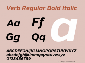 Verb Regular Bold Italic Version 1.001 Font Sample