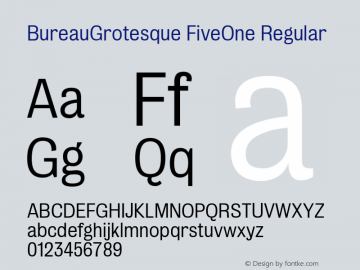 BureauGrotesque FiveOne Regular Version 001.000 Font Sample