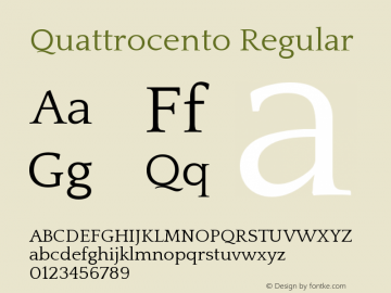 Quattrocento Regular Version 2.000 Font Sample