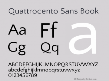 Quattrocento Sans Book Version 2.000 Font Sample