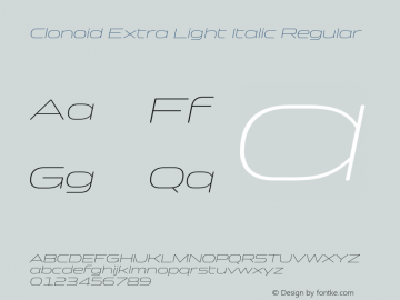 Clonoid Extra Light Italic Regular Version 1.000图片样张