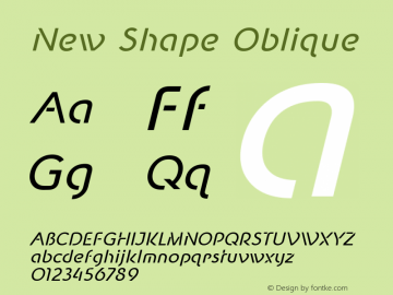 New Shape Oblique Version 1.000 Font Sample