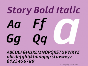 Story Bold Italic Version 001.001 Font Sample